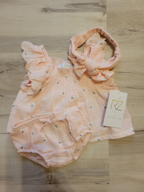 Rachel Zoe Other - Rachel Zoe Peach Muslin Ruffle Dress And Bloomer Set with Headband